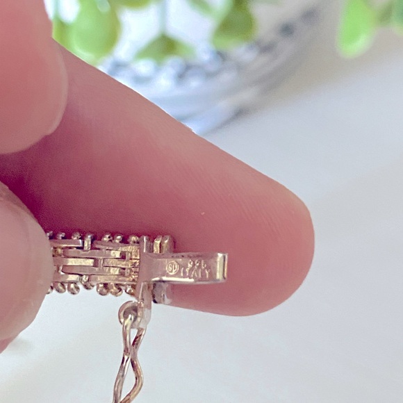 VINTAGE 80'S 925 STERLING SILVER 925 CHUNKY ITALY RICCO BLUE SAPPHIRE NECKLACE - Picture 6 of 10